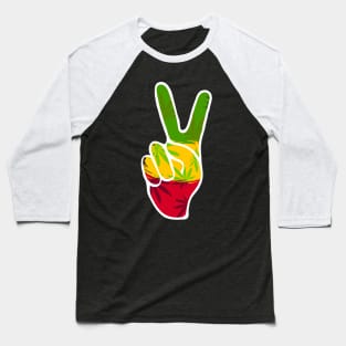 Ethiopia Flag colors, Rasta Peace Sign, Reggae Baseball T-Shirt